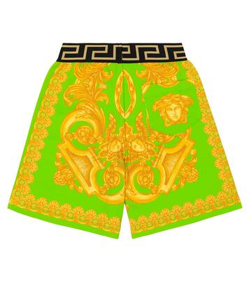 Barocco printed cotton shorts | Versace Kids
