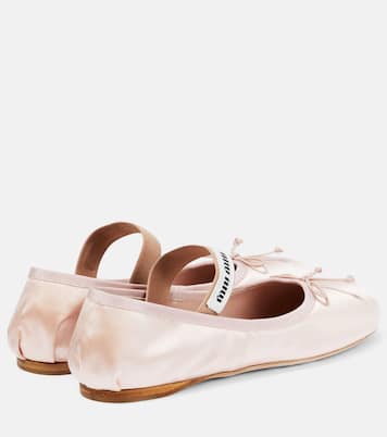 Ballerine in raso con logo | Miu Miu