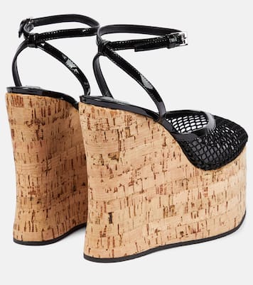 Patent leather and mesh wedge sandals | Alaïa