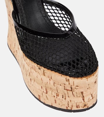 Patent leather and mesh wedge sandals | Alaïa