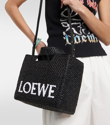 Cabas Paula's Ibiza Small en raphia à logo | Loewe