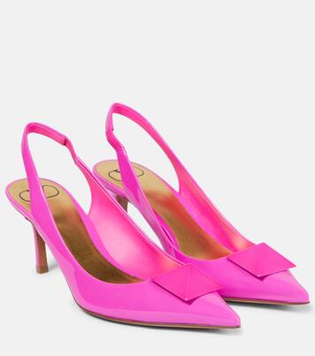 One Stud patent leather slingback pumps in pink - Valentino