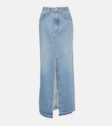 Jupe longue à clous en jean | Alessandra Rich