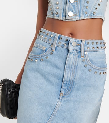 Jupe longue à clous en jean | Alessandra Rich