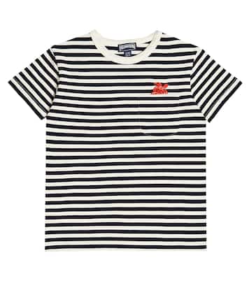 T-shirt in cotone a righe con ricamo | Vilebrequin Kids