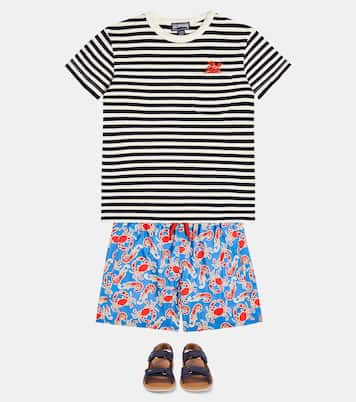 T-shirt in cotone a righe con ricamo | Vilebrequin Kids