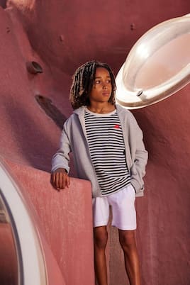 T-shirt in cotone a righe con ricamo | Vilebrequin Kids
