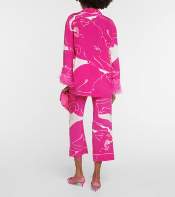 Blusa in crêpe de chine con piume | Valentino
