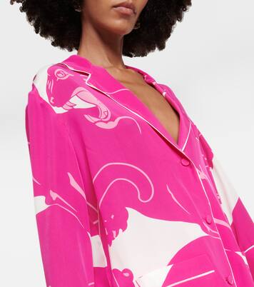 Blusa in crêpe de chine con piume | Valentino