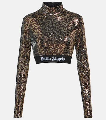 Mockneck sequined crop top | Palm Angels