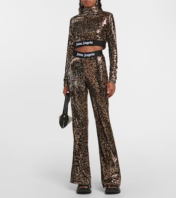 Mockneck sequined crop top | Palm Angels