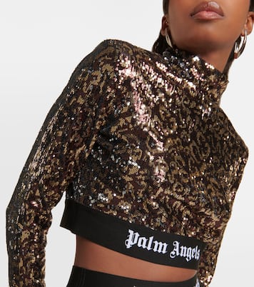 Mockneck sequined crop top | Palm Angels