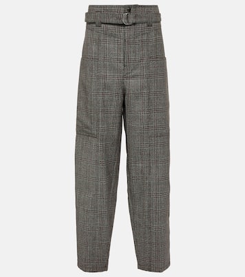 Checked high-rise virgin wool pants | Tod's