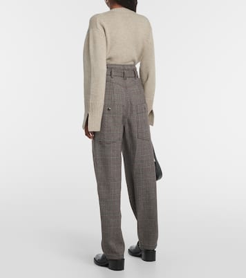 Checked high-rise virgin wool pants | Tod's