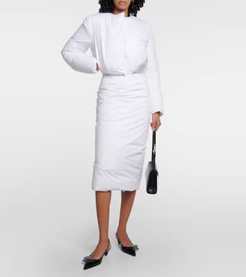Falda midi de plumas de algodón | Prada