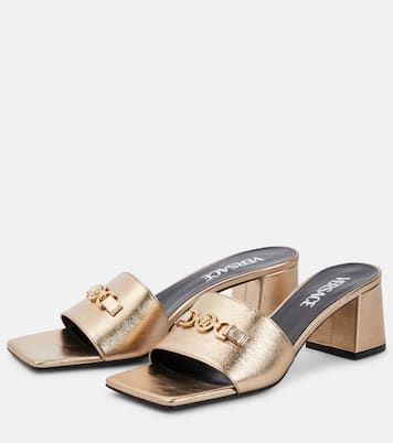 Medusa '95 metallic leather mules in gold - Versace | Mytheresa