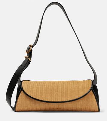 Cannolo Small leather-trimmed shoulder bag in neutrals - Jil