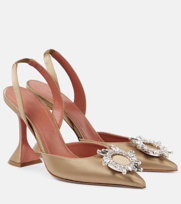 Begum 95 embellished satin slingback pumps | Amina Muaddi