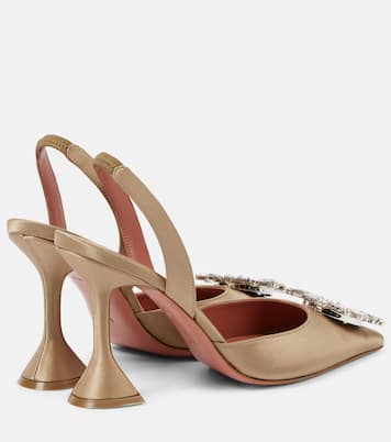 Begum 95 embellished satin slingback pumps | Amina Muaddi
