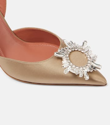 Begum 95 embellished satin slingback pumps | Amina Muaddi