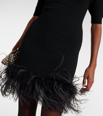 Minikleid aus Wolle mit Federn | Alessandra Rich