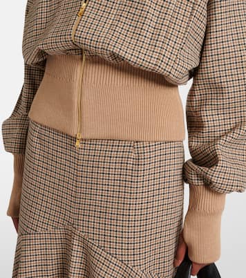 Houndstooth wool-blend flannel bomber jacket | Patou