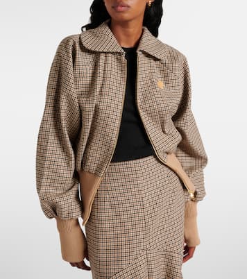 Houndstooth wool-blend flannel bomber jacket | Patou