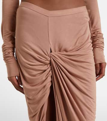 Falda larga asimétrica de jersey fruncido | Rick Owens