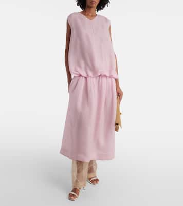 Pantaloni a gamba larga Trenton in organza di seta | Khaite