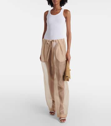 Pantaloni a gamba larga Trenton in organza di seta | Khaite