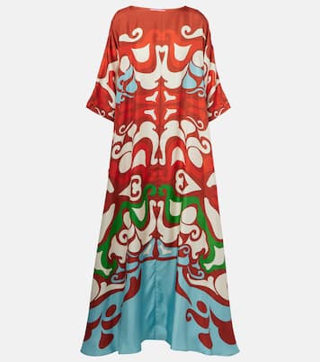 Abito lungo Muumuu in twill di seta con stampa | La DoubleJ