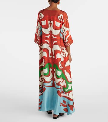 Abito lungo Muumuu in twill di seta con stampa | La DoubleJ