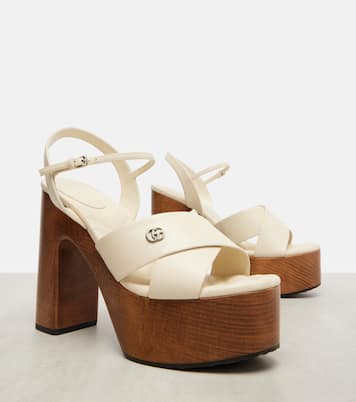 Sandali con plateau New Marmont GG in pelle | Gucci
