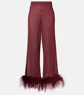 Lumière feather-trimmed wide-leg pants | Oséree