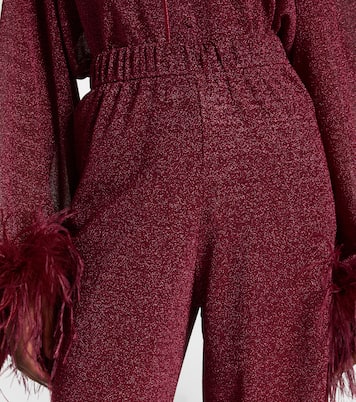 Lumière feather-trimmed wide-leg pants | Oséree
