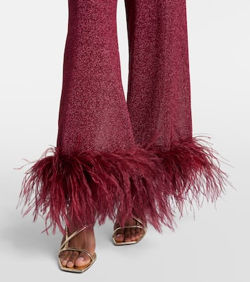 Lumière feather-trimmed wide-leg pants | Oséree