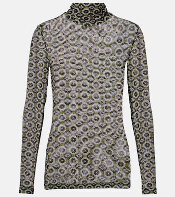Embellished printed sheer jersey top | Dries Van Noten