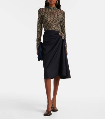 Embellished printed sheer jersey top | Dries Van Noten