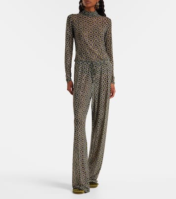 Embellished printed sheer jersey top | Dries Van Noten