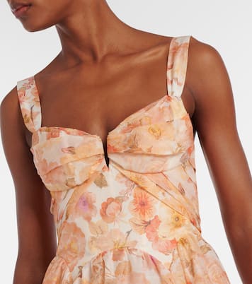 Rebellion floral linen and silk midi dress | Zimmermann