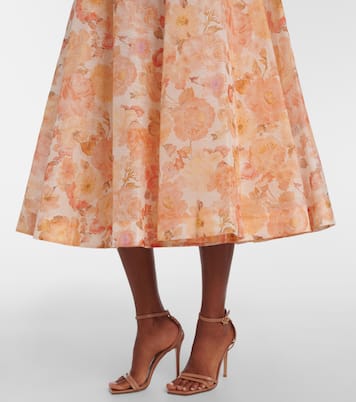 Rebellion floral linen and silk midi dress | Zimmermann