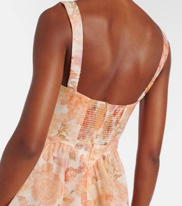 Rebellion floral linen and silk midi dress | Zimmermann