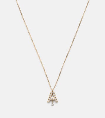 Alphabet A 18kt gold necklace with diamonds | Persée