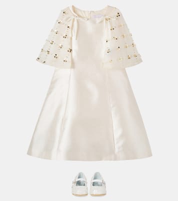 Caped sequined satin dress | Monnalisa