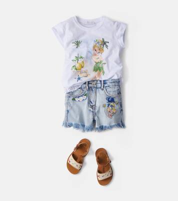 x Disney® embroidered denim shorts | Monnalisa