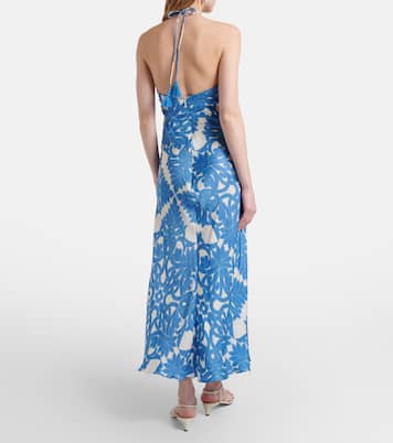 Robe longue Stella imprimée en satin | Poupette St Barth