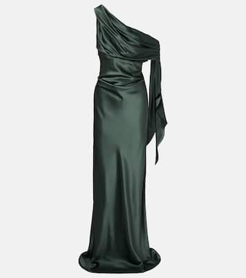 Draped asymmetric silk satin gown | The Sei