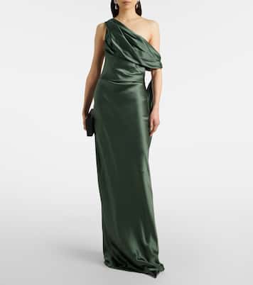 Draped asymmetric silk satin gown | The Sei