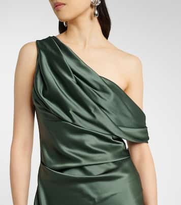 Draped asymmetric silk satin gown | The Sei