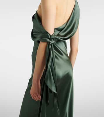 Draped asymmetric silk satin gown | The Sei